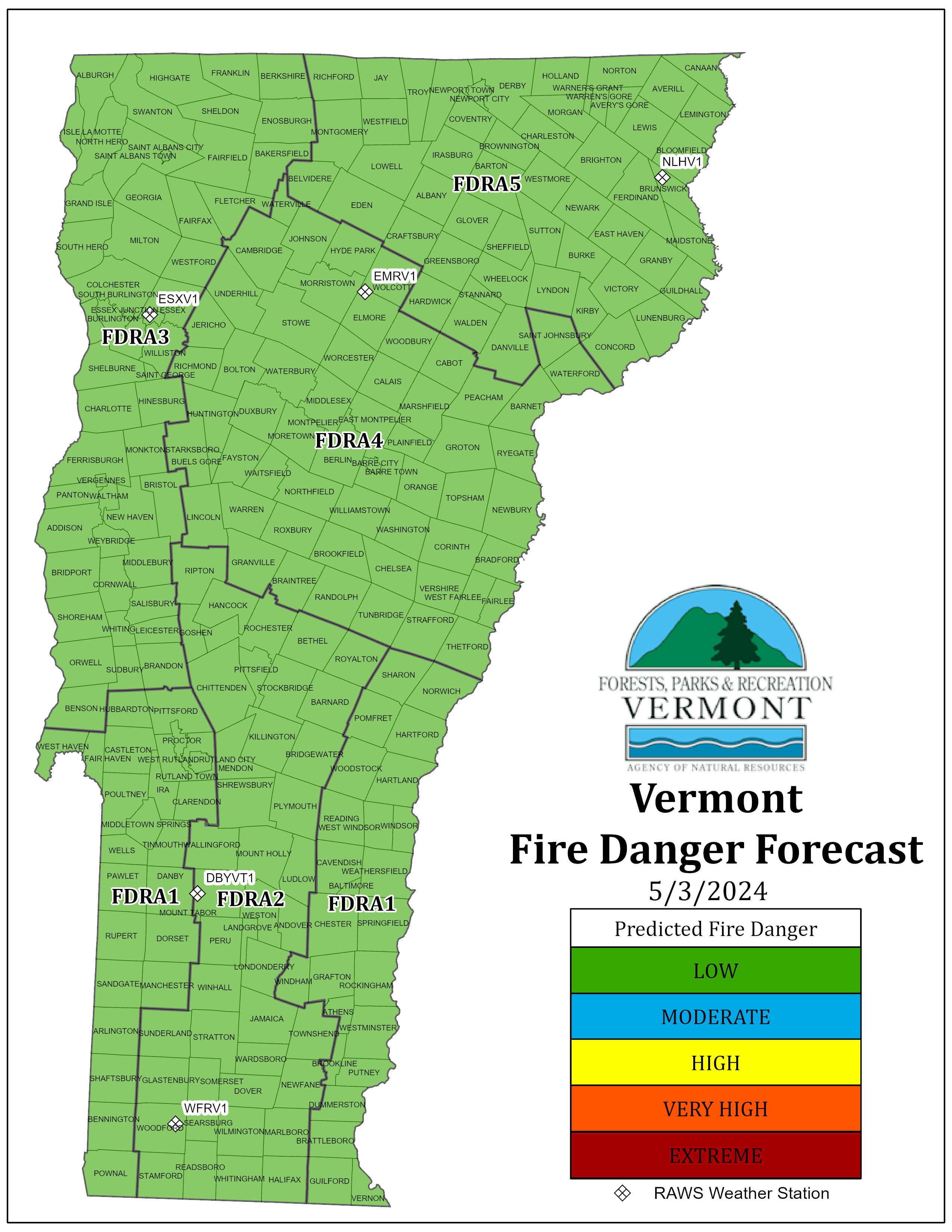 Vermont Fire Danger Map